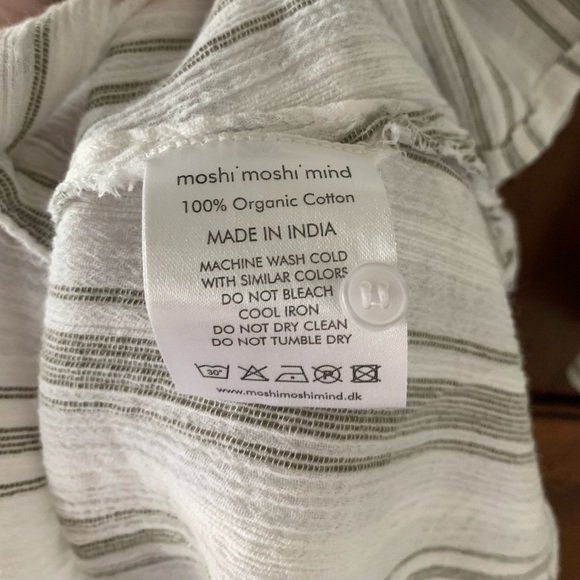 Moshi Moshi Mind | Organic Cotton Gauze Long Sleeve Button Down Mini Dress | S - Picture 4 of 6